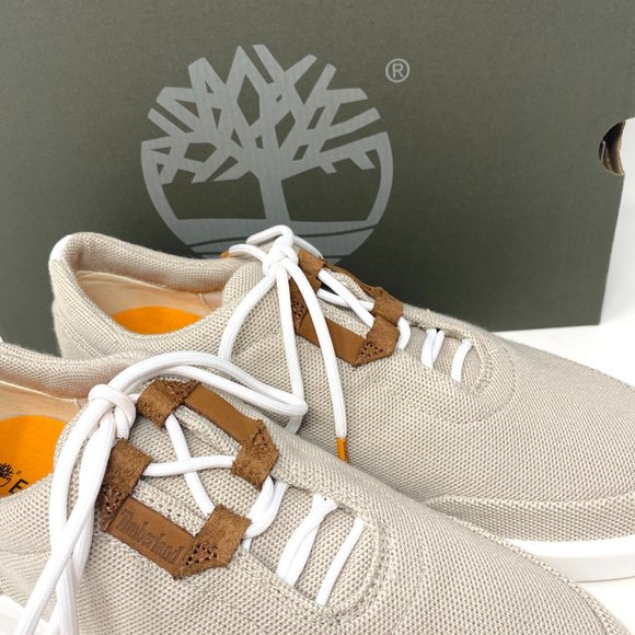 Timberland Truecloud EK Leather Fabric OX White Tan Knit Men's TB 0A28FN F48 - Picture 6 of 11